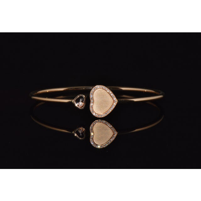 Late 20th Century Authentic Chopard Happy Hearts James Bond 007 Limited Edition 18k Rose Gold Diamond Bangle Bracelet For Sale - Image 5 of 15