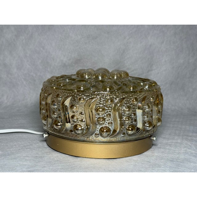 Mid-Century Modern Mid-Century Amber Pressed Glass Ceiling Light, 1960s For Sale - Image 3 of 9
