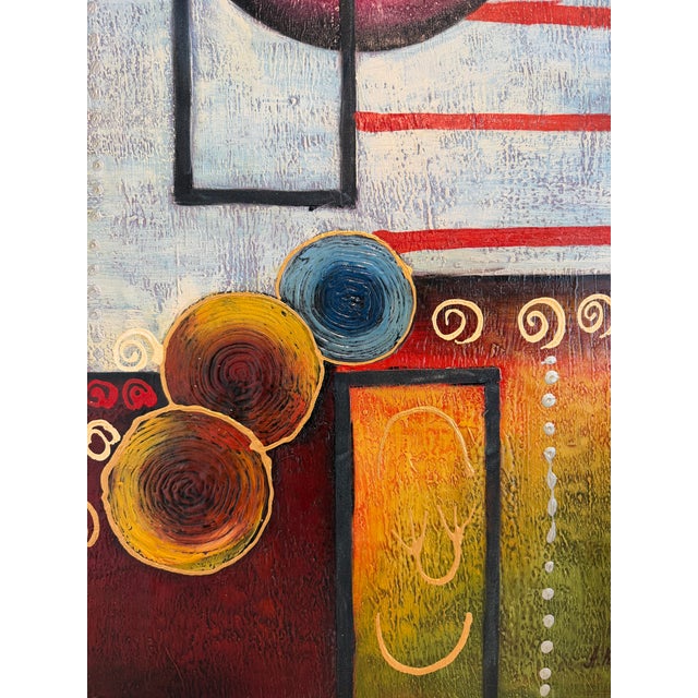 Alena Kalen Modern Geometric Original Abstract Oil Painting "Inner Smile” Coa For Sale - Image 9 of 13