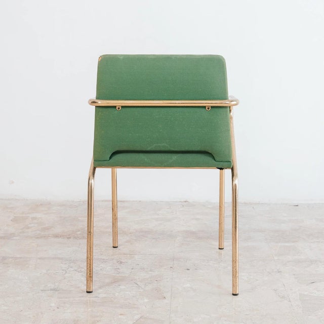 Hollywood Regency Hollywood Regency Chairs in Green Fabric and Gold Metal, 1970s, Set of 4 For Sale - Image 3 of 14