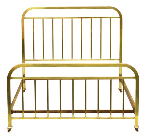 French Art Deco Brass Bed, 1930s