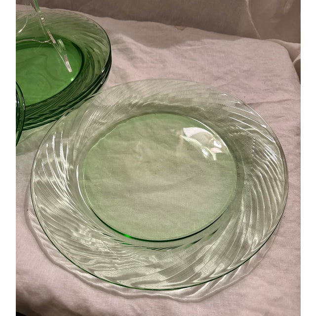 Corning Inc. Festiva Spring Green by Corelle/Corning Dinner/Salad Plate Set of 7 For Sale - Image 4 of 5