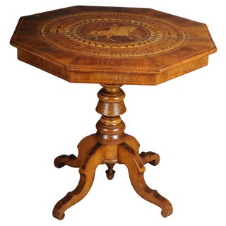 19th Century Baroque Style Inlaid Walnut Veneer Side Table For Sale