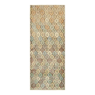 Vintage Zeki Müren Runner Rug in Beige-Brown With Geometric Pattern | Rug & Kilim For Sale