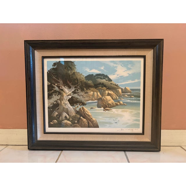1977 Tom Nicholas Signed Coastal Lithographs, “Monterey Beach” & “Winter Beach” — Set of 2 For Sale - Image 4 of 12