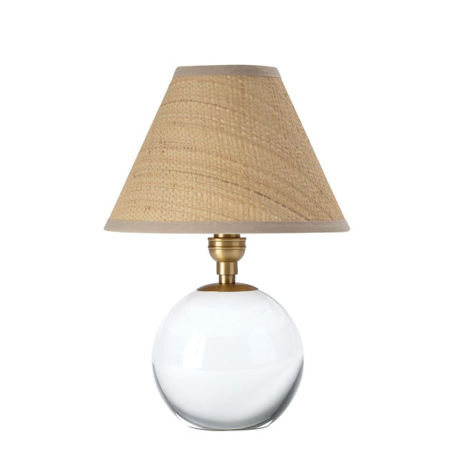 Transparent Giorgio Crystal Mini Lamp, Natural Brass with Rattan Shade For Sale - Image 8 of 8