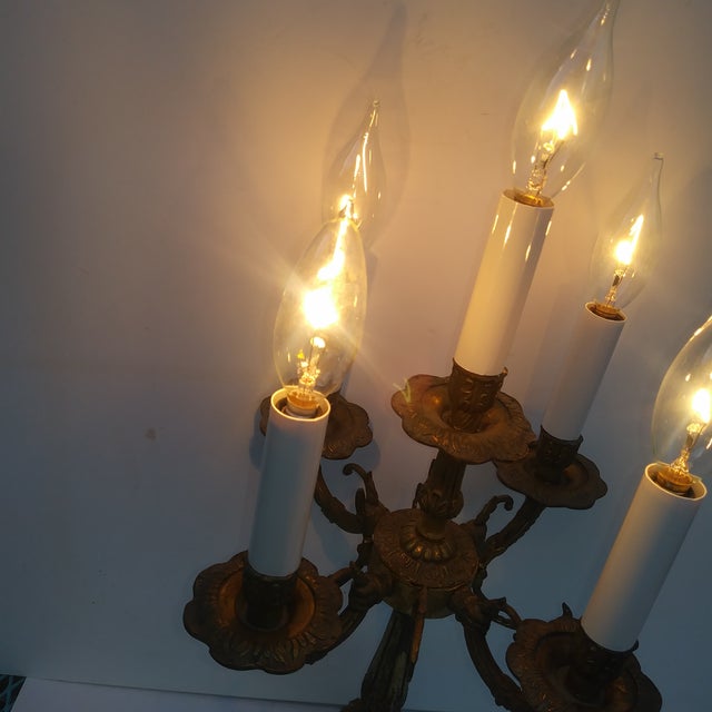 1950s Mid 20th Century French Style 5 Light Candelabra Lamp For Sale - Image 5 of 18