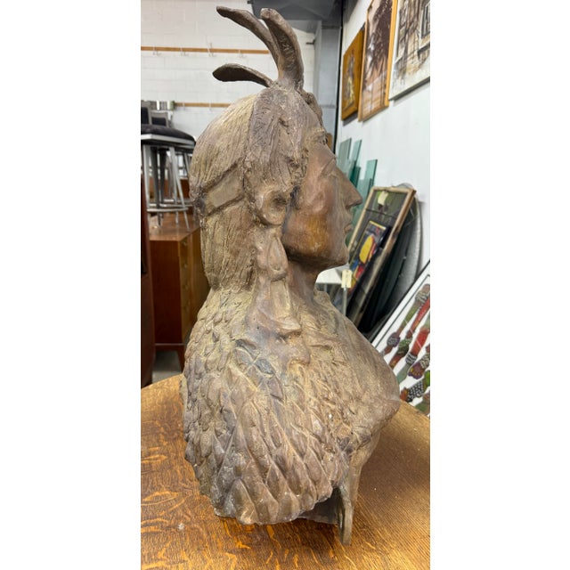 Beautiful Bronze Bust of Meso-American Figure For Sale - Image 4 of 12