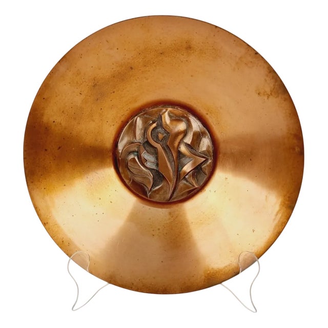 Vintage Arts and Crafts Copper Plate For Sale