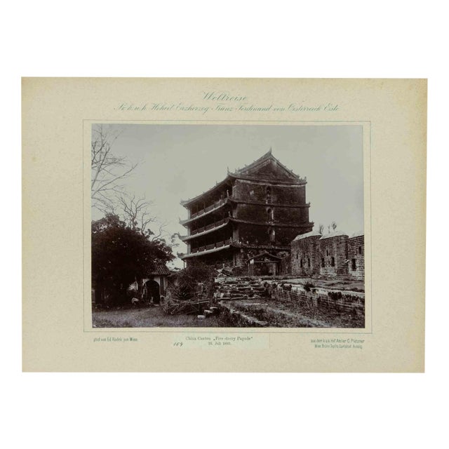 Eduard Hodek Jun, China Canton Five Storey Pagoda, Vintage Photograph, 1893 For Sale