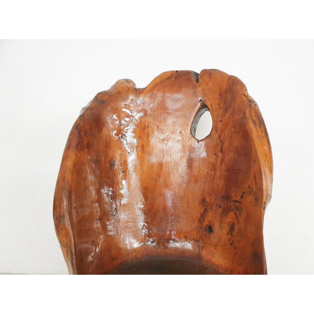 1970s Hand-Carved Wooden Tree Trunk Chair, 1970s For Sale - Image 5 of 7