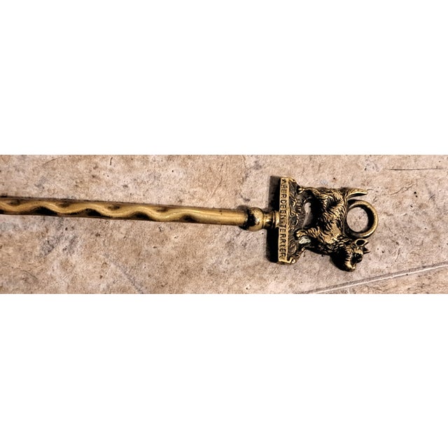 1960s Aberdeen Terrier Brass Roasting Fire 3 Prong Fork For Sale - Image 10 of 11