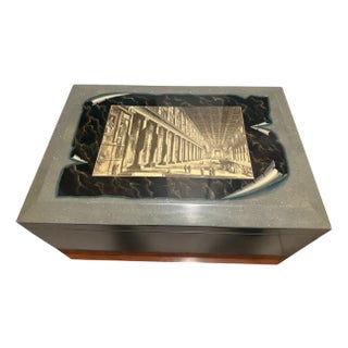 Maitland Smith Lacquered Storage Trunk With Piranesi Print For Sale