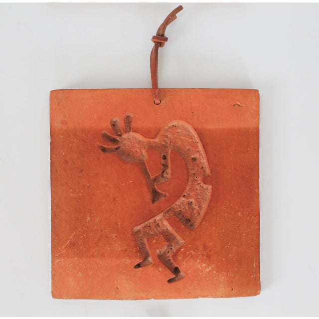 Contemporary Set of Three Vintage Square Egyptian Style Terracotta Wall Hangings For Sale - Image 3 of 12