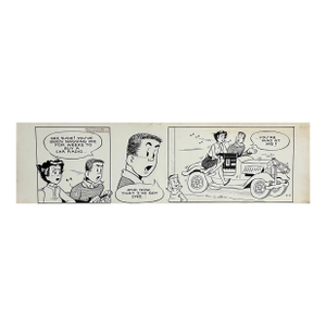 Jerry Walter & Linda WalterRare 1950s Original Syndicated Ink Drawing Cartoon Strip Susie Q Smith Comic Art, 1954