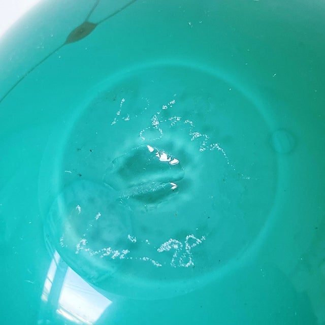 Late 20th Century Vintage Mouth-Blown Art Glass Round Bowl-Shaped Vase in Vibrant Blue, Signed For Sale - Image 5 of 6