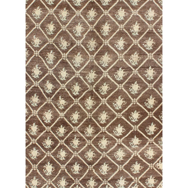 Tribal All-Over Design Turkish Tulu Rug in Shades of Brown and Cream For Sale - Image 3 of 7