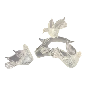 Vintage Murano Archimede Seguro Art Glass Large Love Birds Doves Sculpture - Set of Three