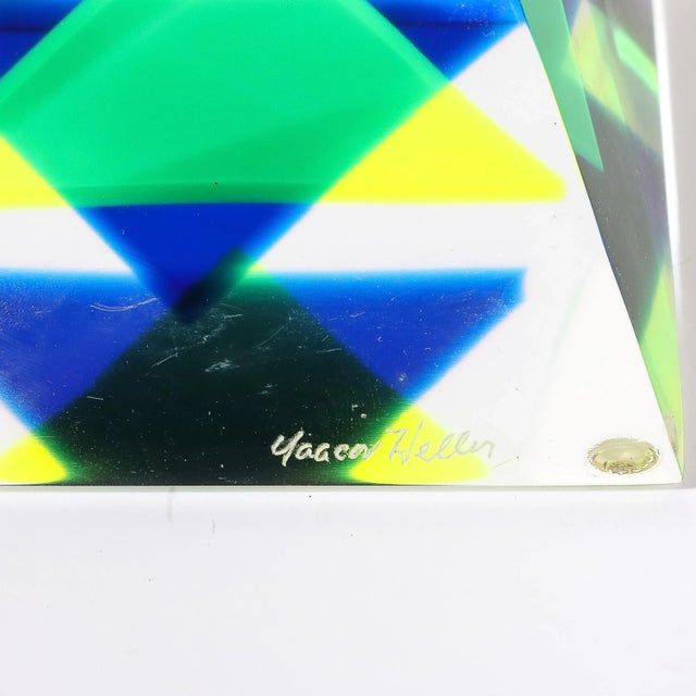 Plastic Mid-Century Modernist Pyramidal Lucite Sculpture Signed Yaccov Heller For Sale - Image 7 of 12