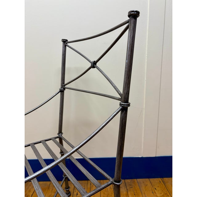 Diego Giacometti Giacometti Inspired Vintage Neoclassical Wrought Heavy Iron Dining Chairs - Set of 6 For Sale - Image 4 of 16