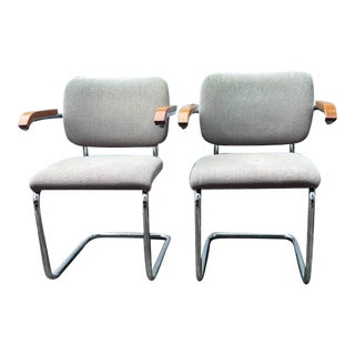 Thonet for Marcel Breuer Cesca Upholstered Chairs - a Pair For Sale