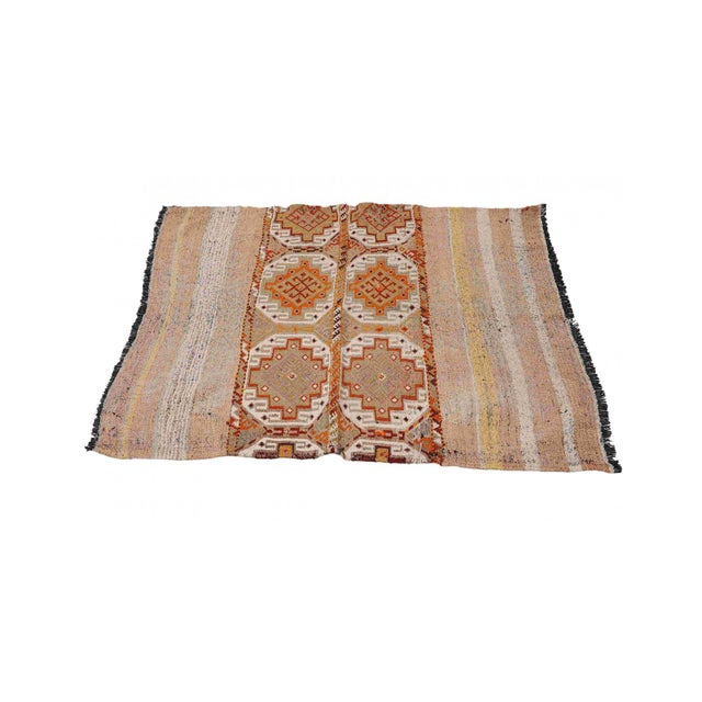 Decorative Vintage Embroidered Kilim Rug - 4`7″ X 4`11″ Ft. For Sale - Image 4 of 6