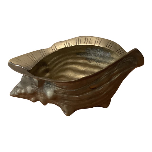 Hollywood Regency Vintage Brass Seashell Nautilus Planter For Sale