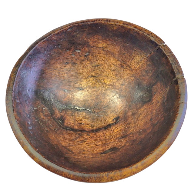 Circa 1800s Spain Rustic Handcrafted Burlwood Fruit Bowl For Sale - Image 11 of 14