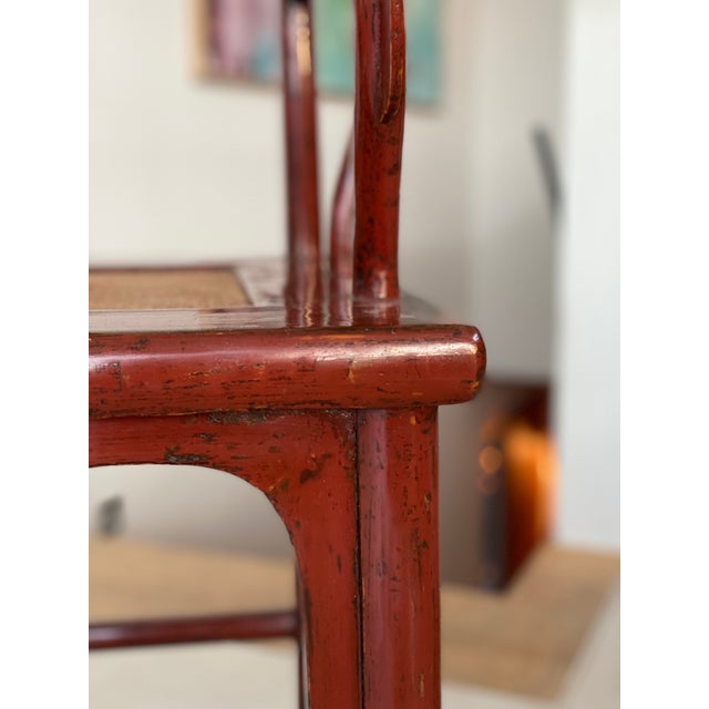 Chair in Ming Chinese style with High Backrest and Red Lacquer For Sale - Image 15 of 18