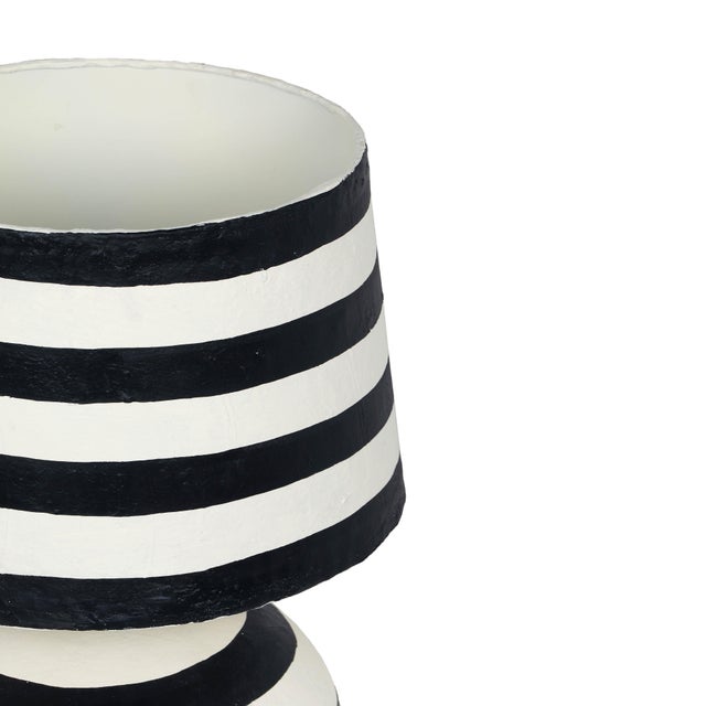 Contemporary Positano Black Striped Papier Mache Table Lamp For Sale - Image 3 of 6