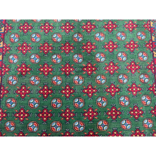 Green Turkmen Mori Gul Tribal Wool Area Rug, 6'7" X 10'3" For Sale - Image 6 of 16