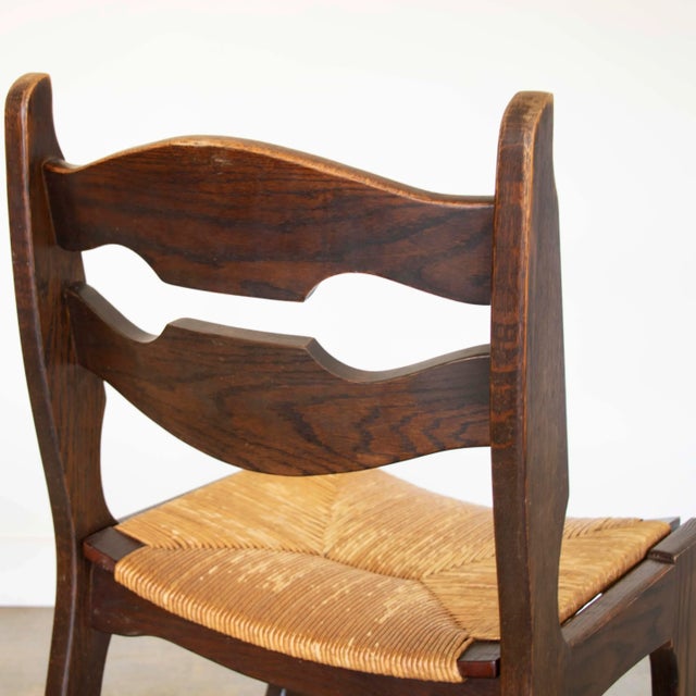 Brown 1940s French Oak Dining Chairs in the Style of Guillerme & Chambron - Set of 6 For Sale - Image 8 of 12