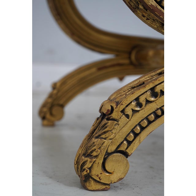 French Louis XIV Gold Finish Carved Bench For Sale - Image 11 of 12