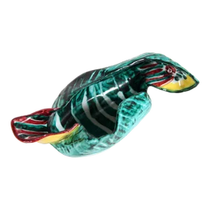 Mid Century Modern Italian Majolica Ceramic Parrot Dish / Bowl
