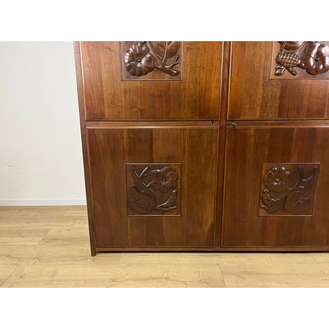 1950s Vintage Inlaid Wood Pantry Cabinet, 1950s For Sale - Image 5 of 9