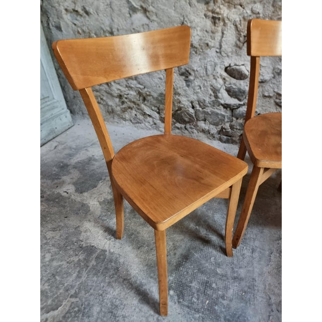 Mid-Century French Bistro Chairs in Beech and Plywood, 1960s, Set of 4 For Sale - Image 9 of 18