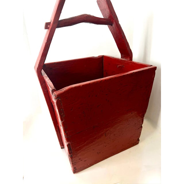 Wood Red Lacquered Wooden Chinese Rice Container Planter or Jardiniere For Sale - Image 7 of 9