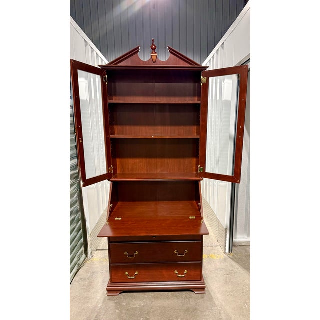 Late 20th Century Chippendale Secretary Desk With Bookcase For Sale - Image 5 of 12