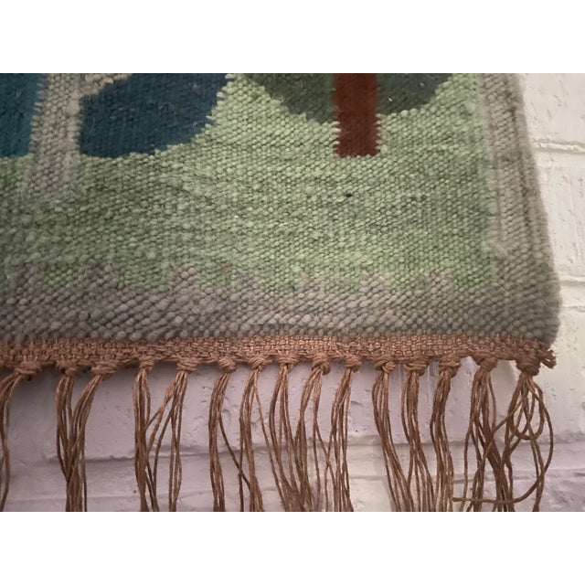 Folk Art Vintage Polish Handwoven Wool Tapestry or Kilim Made in Bobowa, Poland For Sale - Image 3 of 9