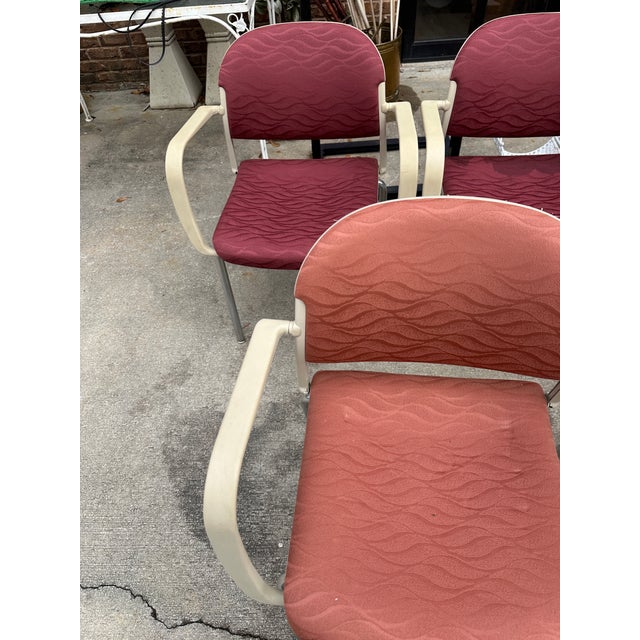 1970s 1970s Collection of Red Padded Office Chairs- Set of 7 For Sale - Image 5 of 8