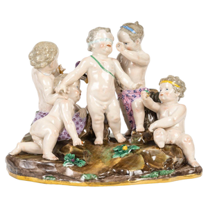 Napoleon III Sculpture Group in Porcelain from Meissen, 19th Century