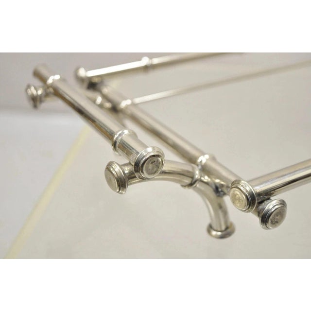 Mid 20th Century Vintaga Italian Hollywood Regency Faux Bamboo Silver Plated Serving Platter Stand For Sale - Image 5 of 10