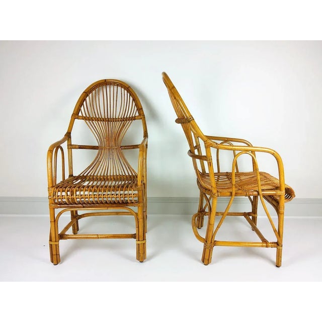 1960s Set of Large Vintage Bamboo & Rattan Lounge Chairs, 1960s For Sale - Image 5 of 13