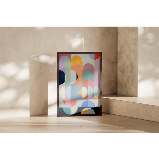 Art Deco 2026, Modern Painting in Pastel Tones of Art Deco Drops, Geometric Patterns Grid, Acrylic Paint on Watercolor Paper by Natalia Roman For Sale - Image 3 of 8