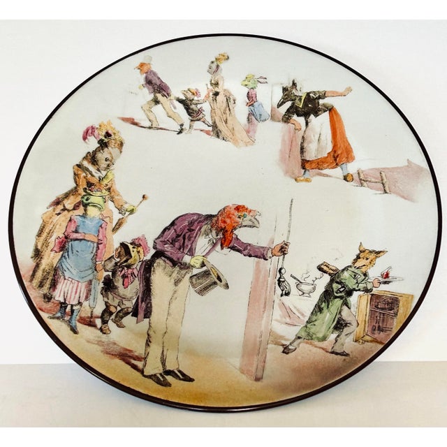 French Tole Plates, "Le Monde Renversé", Set of 6 For Sale - Image 4 of 5