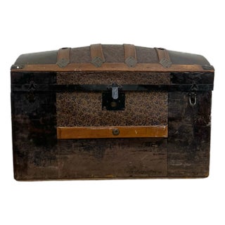 Antique Camel Back Steamer Trunk Chest For Sale