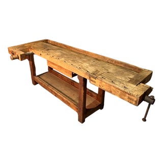 Antique Apple Wood Carpenters Table, 1800s For Sale