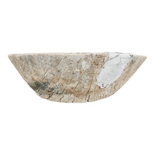 21" Extra Lg Antique Bleached Teak Wood Bowl/Distressed For Sale