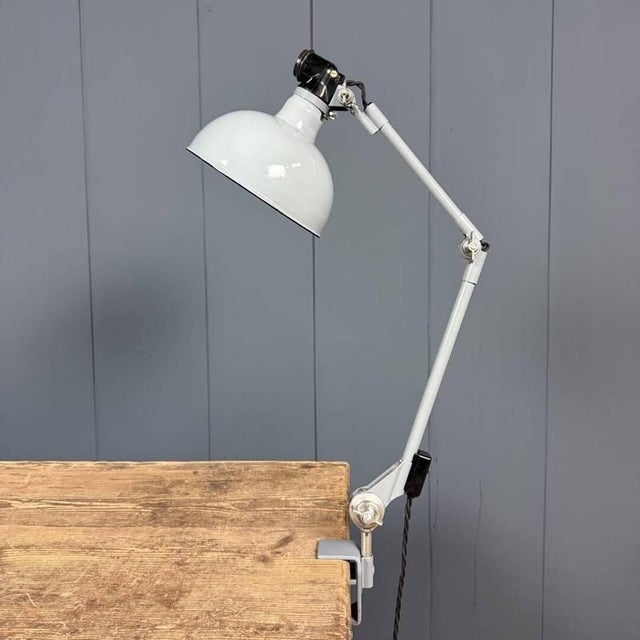 Light Gray Clamp Lamp with Large Enamel Shade from Rademacher, 1950s For Sale - Image 10 of 18