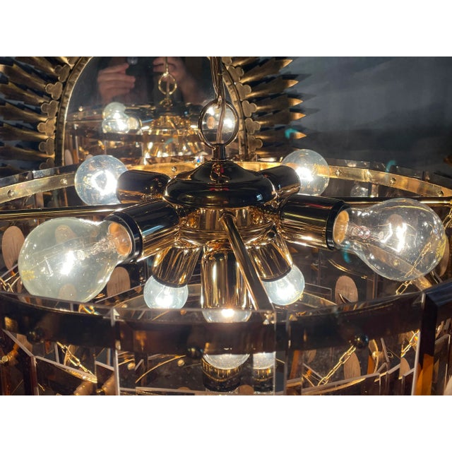 Metal Glass Chandelier from Kinkeldey, 1970s For Sale - Image 7 of 9